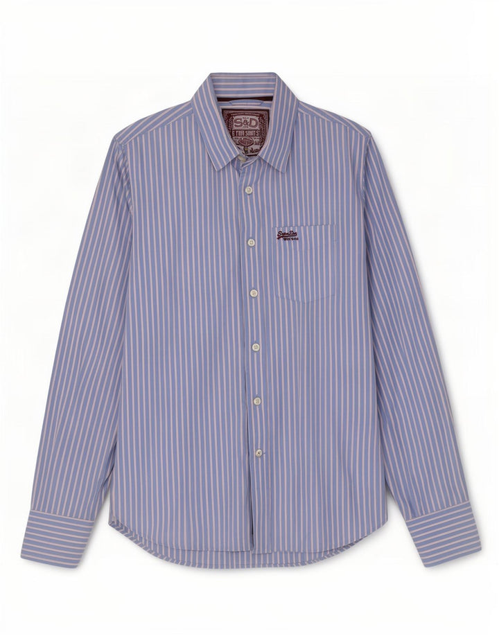 Superdry Chemise Homme En Coton À Rayures Bleues Larges