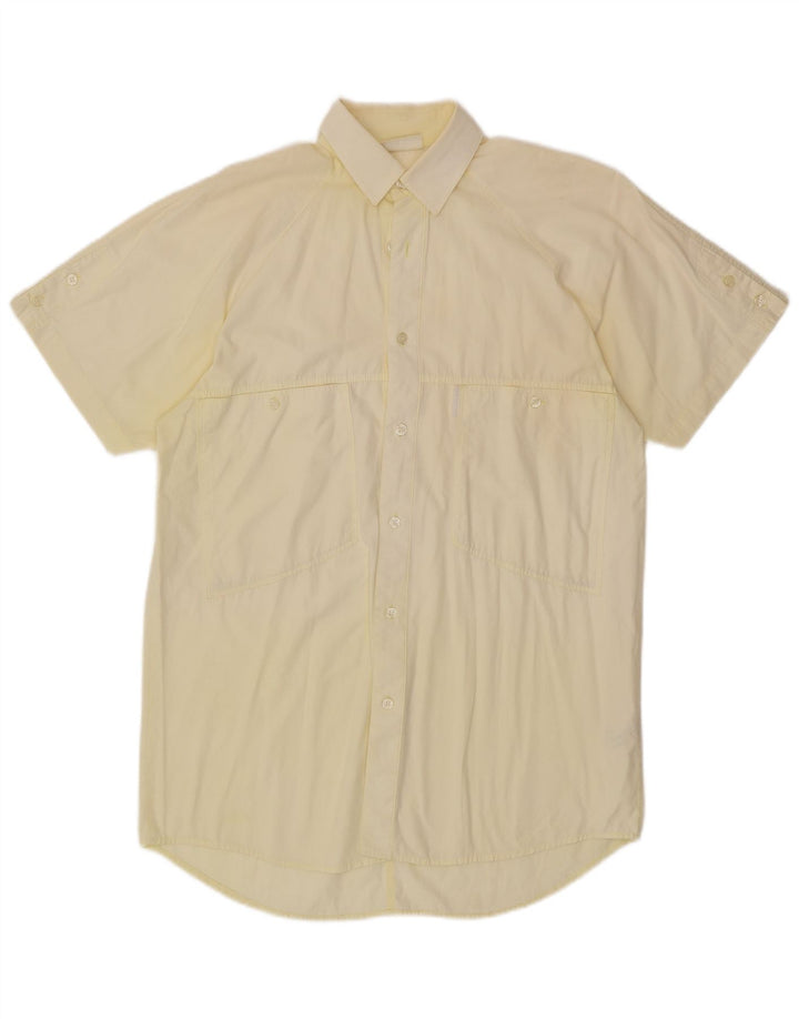 ADIDAS Chemise à manches courtes pour hommes Taille 14 1/2 Petit coton jaune