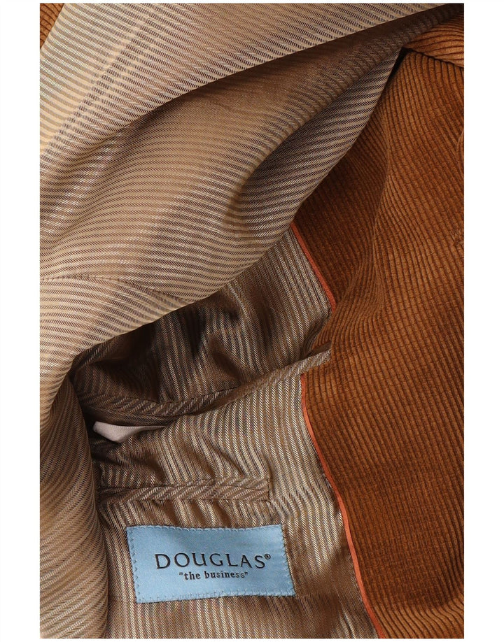 DOUGLAS Mens 3 Button Blazer Jacket Size 42 Large Brown Polyester