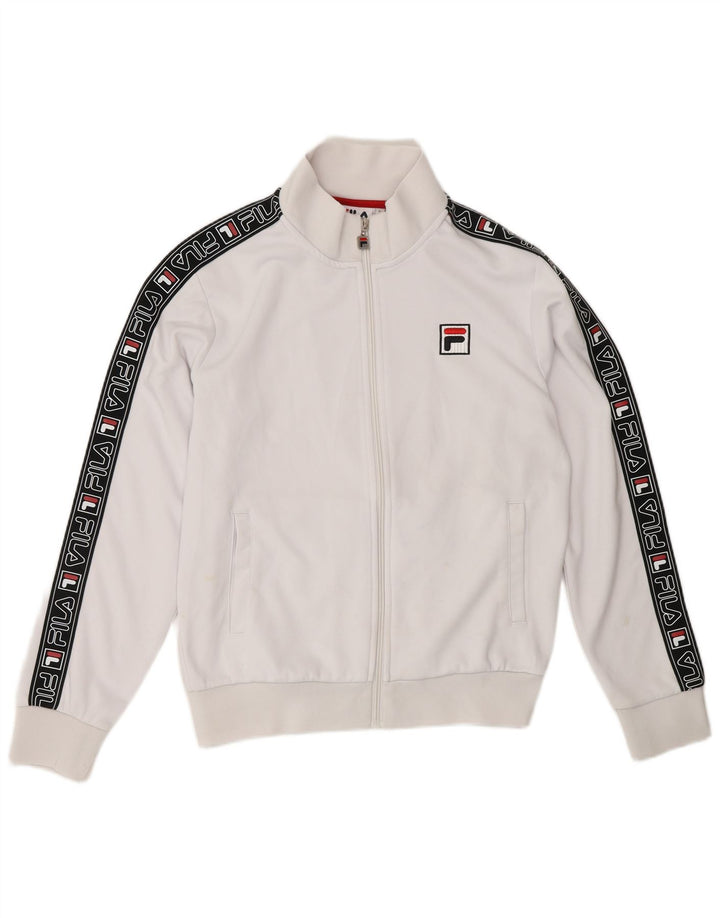 FILA Veste de survêtement graphique pour femme UK 16 Large Blanc Colorblock