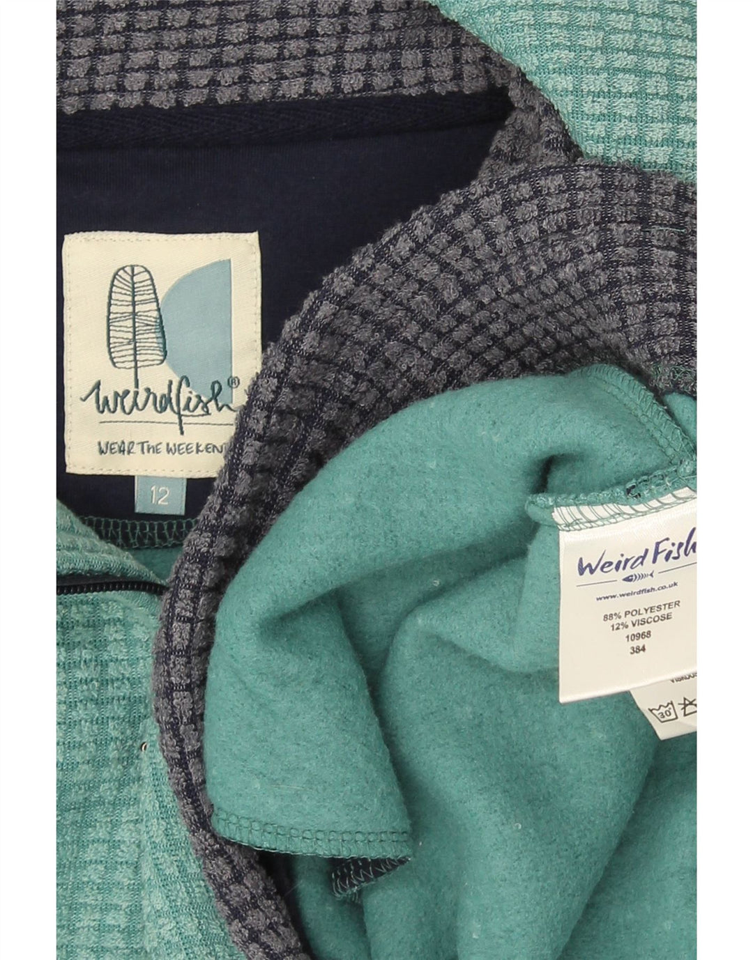 Weird Fish Pull polaire à col zippé pour femme UK 12 Vert moyen Polyester