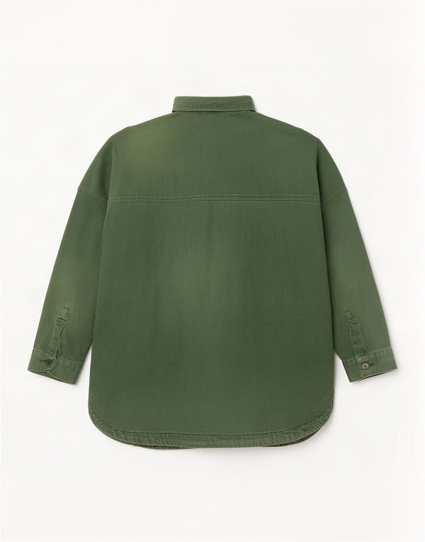 Zara Robe chemise en jean surdimensionnée pour femme UK 10 Petit coton vert