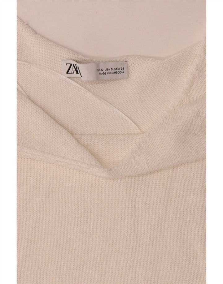 Zara Womens Crop Knit Cami Top UK 8 Petite Viscose Blanche