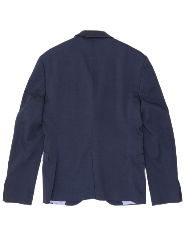 Zara Veste Blazer 2 Boutons Homme EU 46 Petit Bleu Marine Polyester