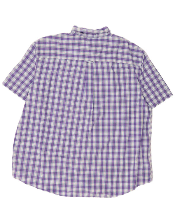 Chaps Mens Big & Tall Short Sleeve Shirt 3XL Purple Check Cotton