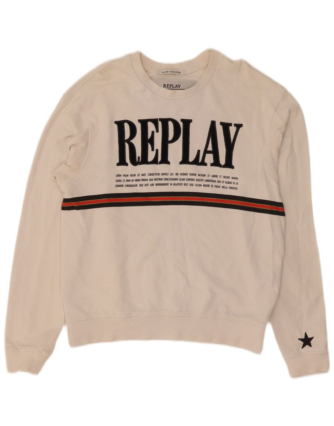 Replay Sweat-shirt graphique pour femme UK 44 en coton blanc moyen