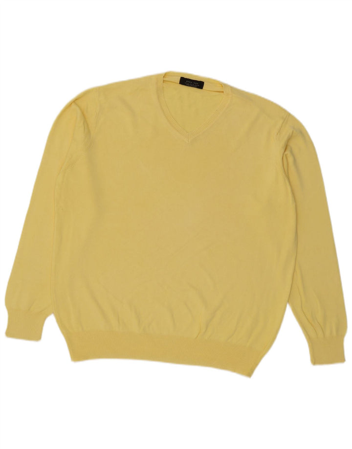 Zara Pull col V Homme XL Jaune