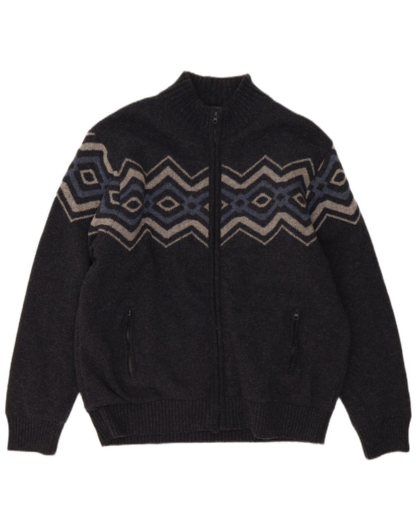 Atlas For Men Cardigan entièrement zippé pour homme 3XL Gris Géométrique Laine