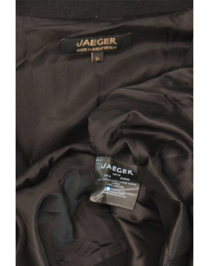 Jaeger Pardessus ouvert pour femme UK 16 Large laine noire