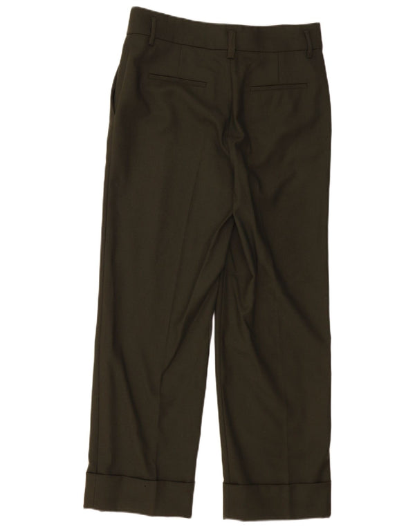 Massimo Dutti Pantalon de costume droit pour femme EU 38 Small W28 L27 Laine kaki