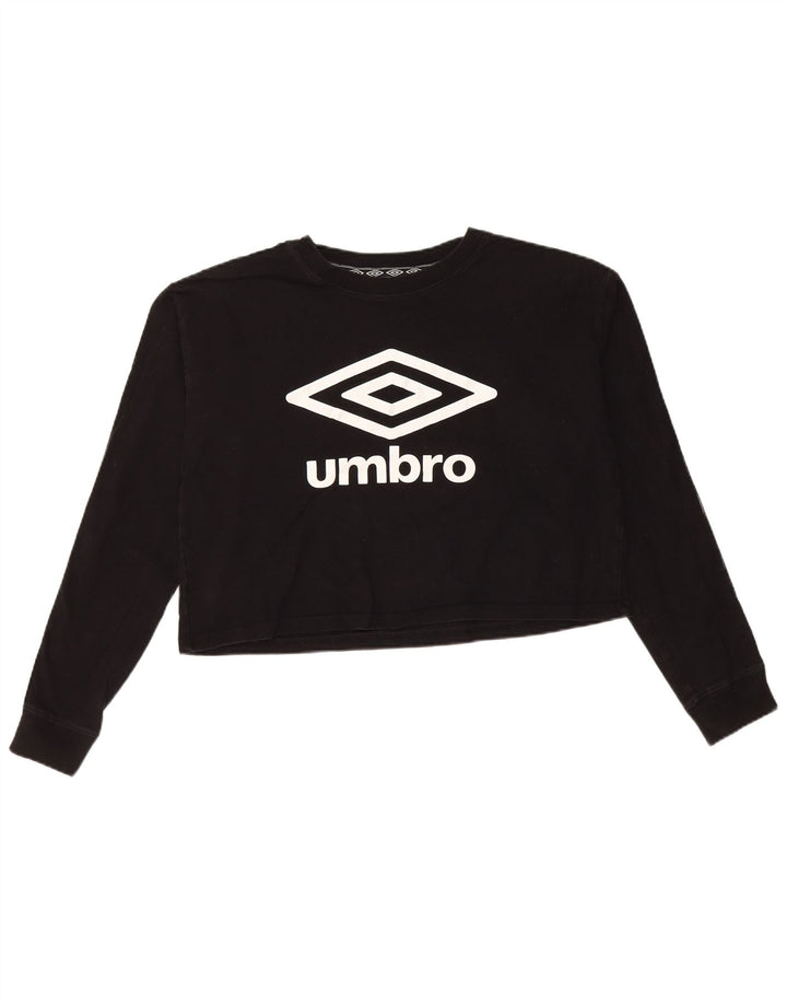 Umbro Haut court graphique surdimensionné à manches longues pour femme UK 10 Small Noir