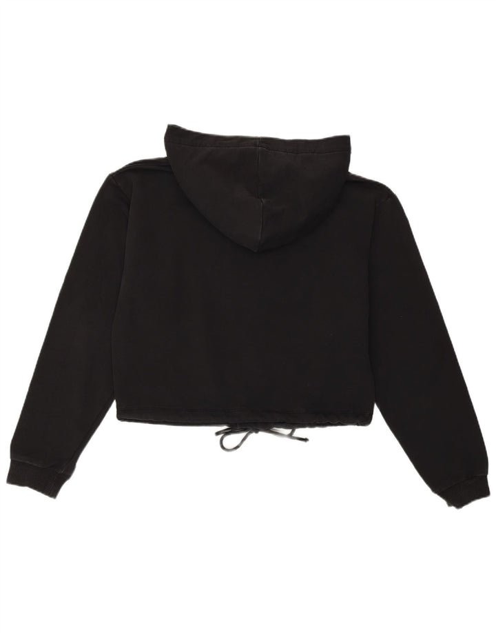 CALVIN KLEIN Pull à capuche court graphique pour femme UK 10 Small Noir