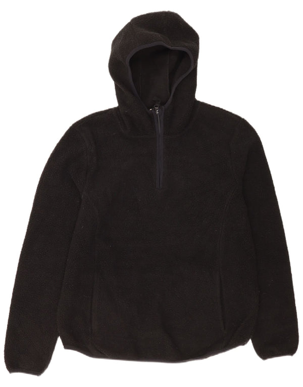 Mountain Warehouse Pull à capuche en polaire avec fermeture éclair 1/4 pour femme Taille L Noir 14