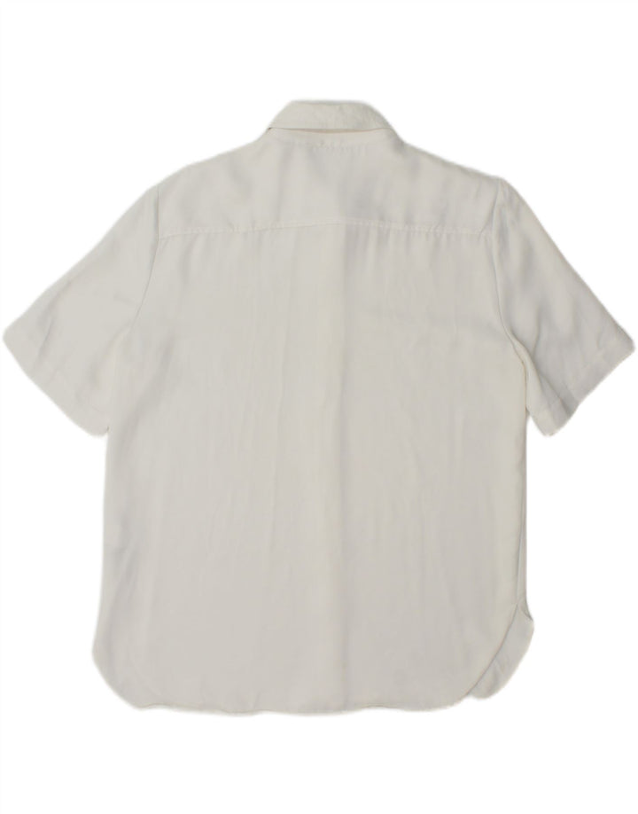 Zara Chemise à manches courtes pour femme UK 14 Medium White Viscose