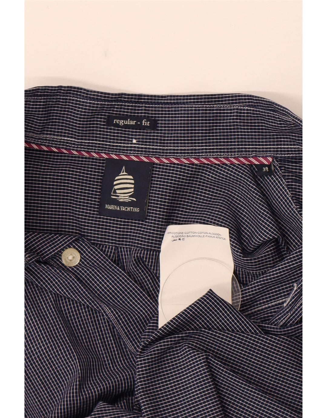 Marina Yachting Chemise coupe régulière pour homme Taille 39 Bleu marine moyen à carreaux