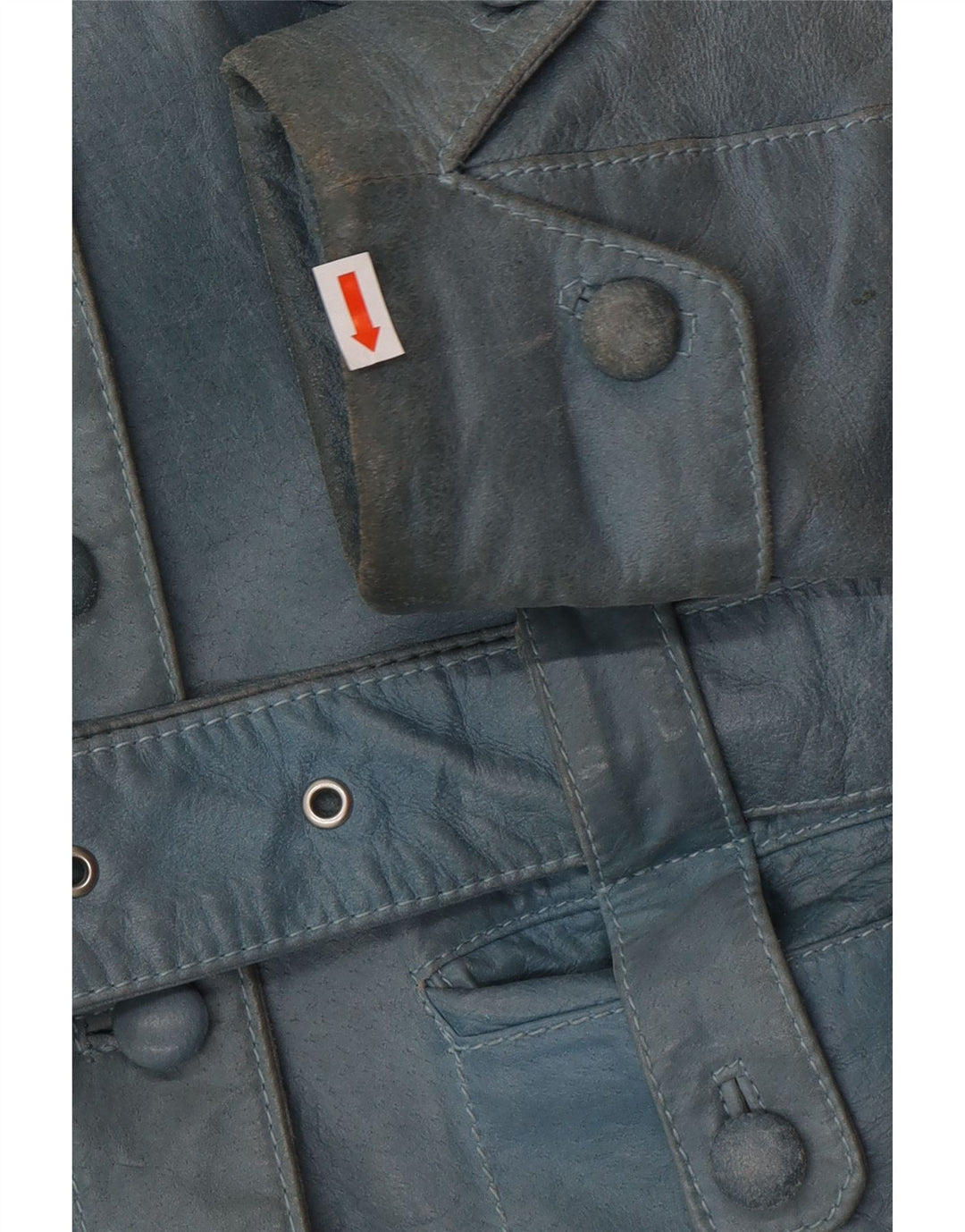 VINTAGE Veste en cuir femme UK 12 Bleu moyen