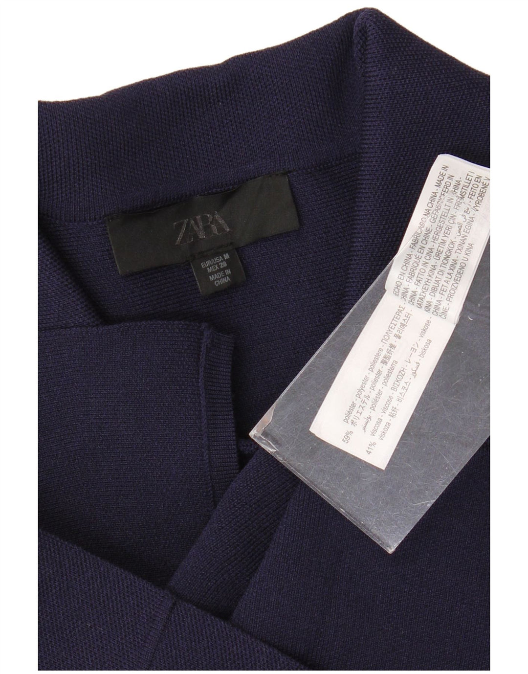 Chemisier à manches courtes pour femme ZARA UK 12 bleu marine moyen en polyester