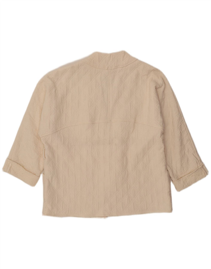 ZARA Veste blazer ouverte surdimensionnée à manches 3/4 pour femme UK 14 Medium Off White