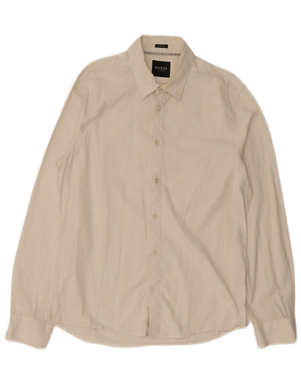 Guess Chemise Slim Fit Homme Blanc Large