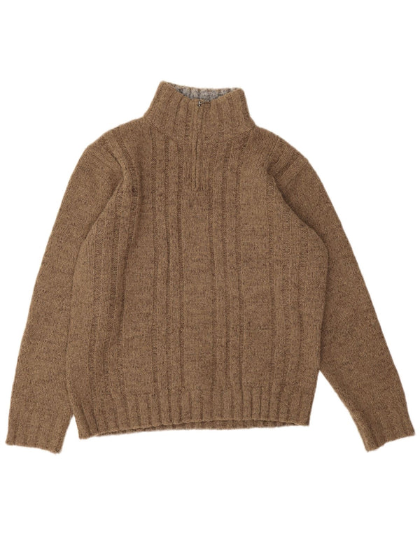 Marks & Spencer Pull Col Zippé Homme Acrylique Marron Moyen