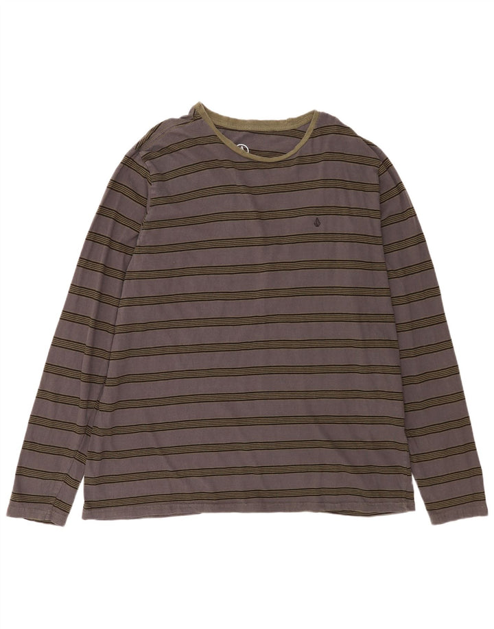 Volcom Haut à manches longues pour hommes 2XL en coton rayé gris