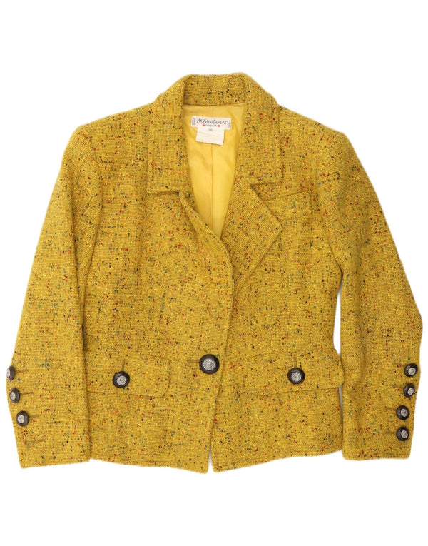 Yves Saint Laurent Veste Blazer Femme EU 38 Jaune Moyen Moucheté