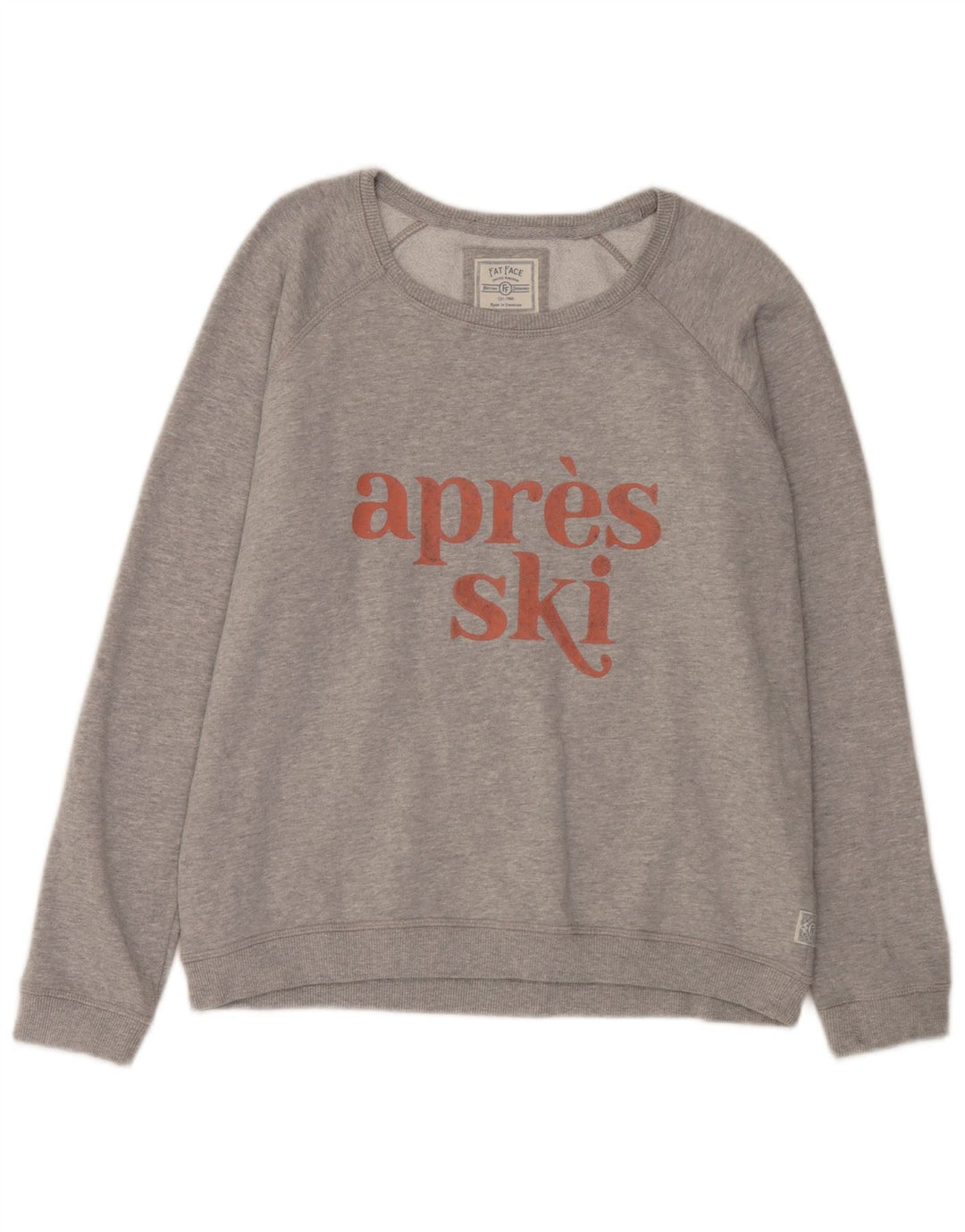 Fat Face Sweat-shirt graphique pour femme UK 14 Gris moyen Coton