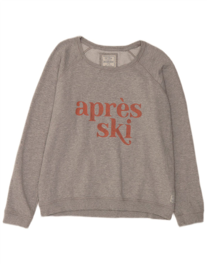 Fat Face Sweat-shirt graphique pour femme UK 14 Gris moyen Coton