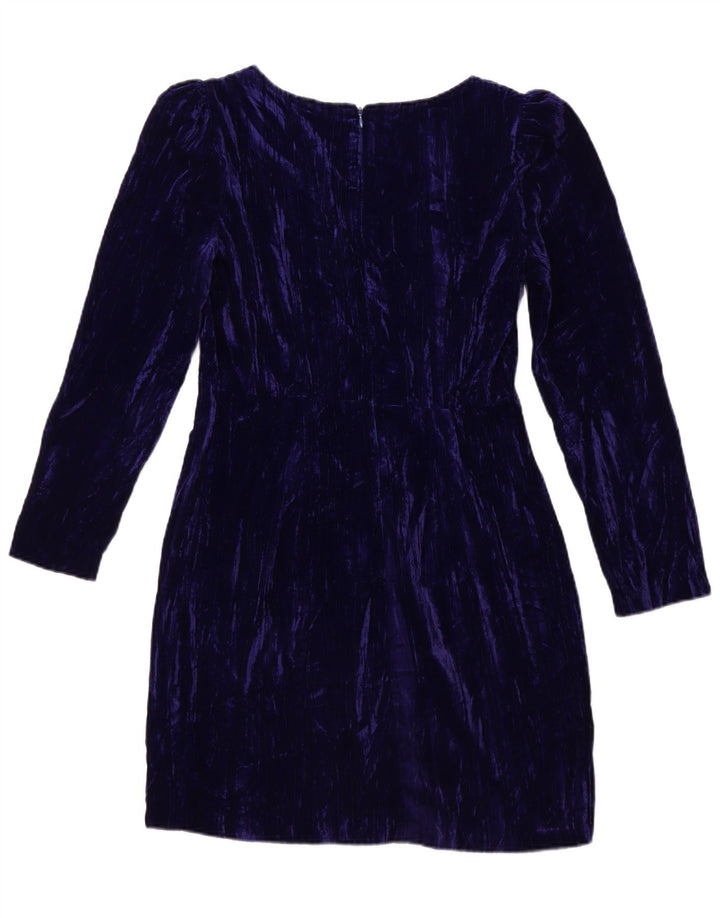 B.ONE Robe fourreau en velours à manches longues pour femme UK 44 Large Bleu Polyester