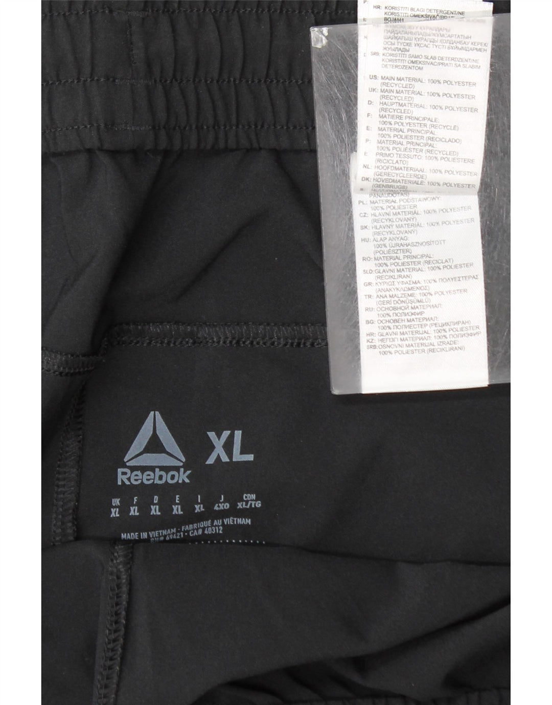 Reebok Short de Sport Homme XL Noir Polyester