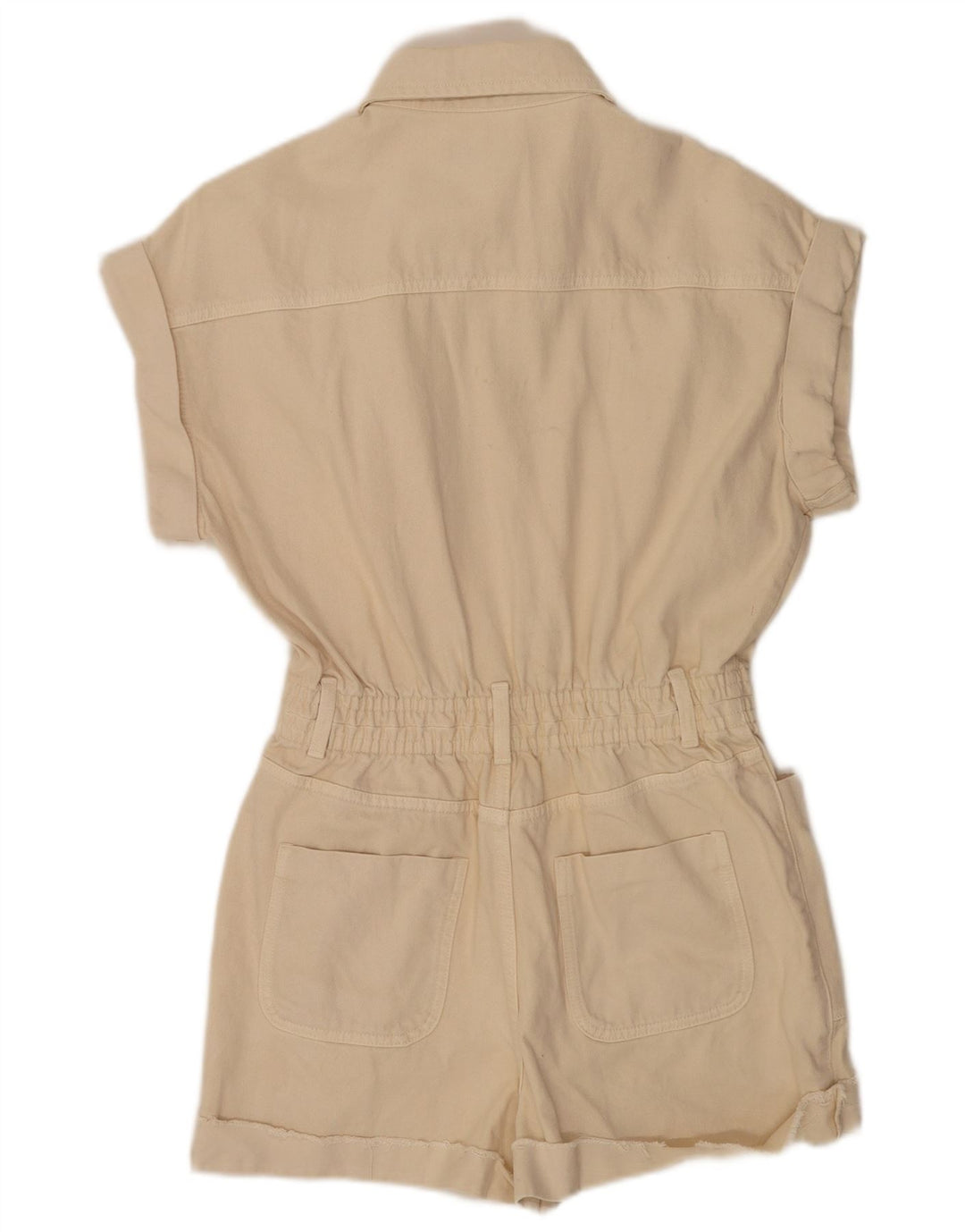 Zara Combishort en jean pour femme UK 14 Beige moyen