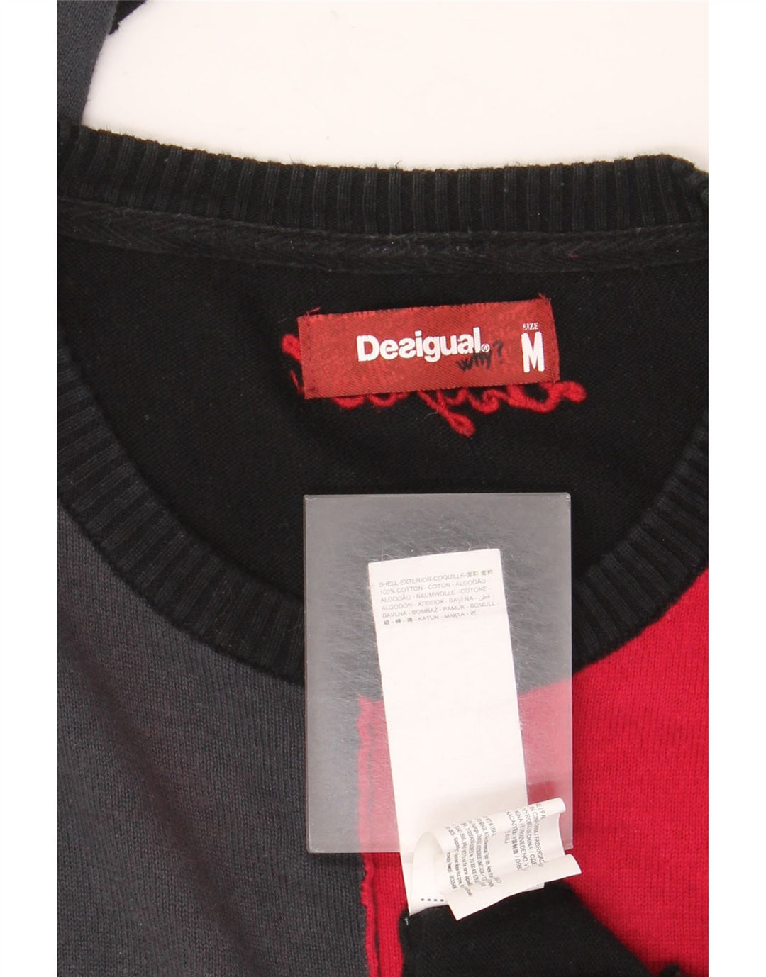 Desigual Pull col rond homme en coton color block noir moyen