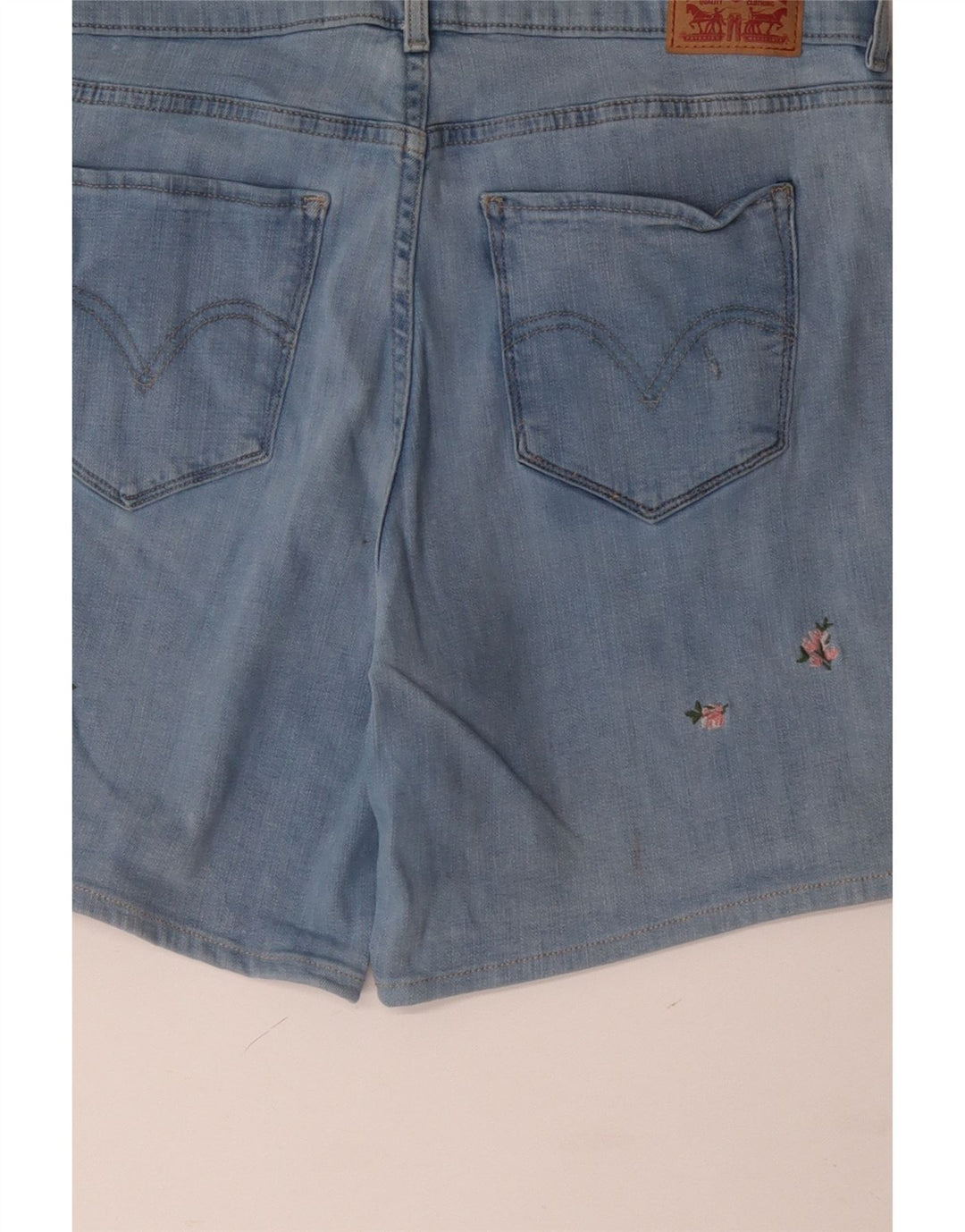 LEVI'S Short en jean classique pour femme W32 en coton à fleurs bleu moyen