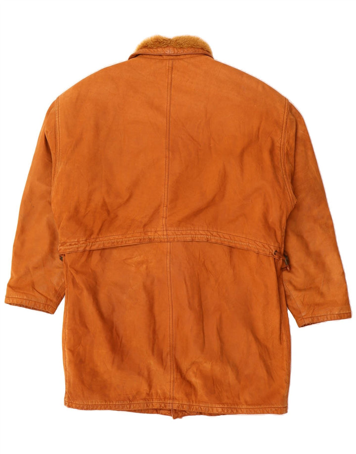 VINTAGE Mens Leather Coat UK 40 Large Brown Leather Vintage Vintage and Second-Hand Vintage from Messina Hembry 