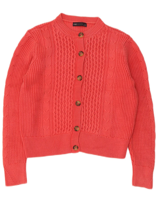 Marks & Spencer Pull cardigan court pour femme UK 12 coton rose moyen