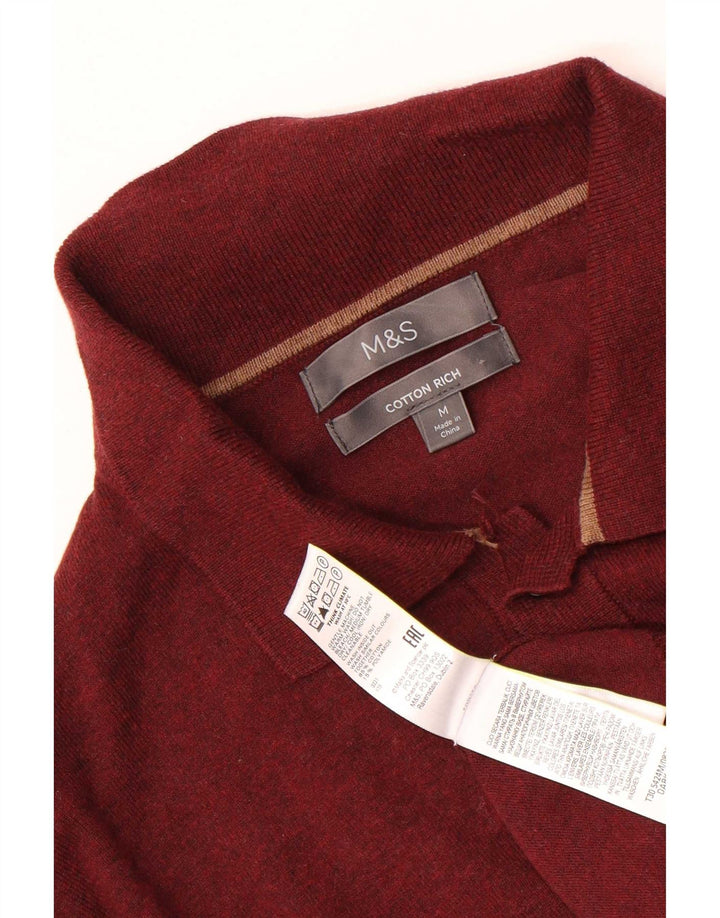 Marks & Spencer Pull à col polo pour homme en coton marron moyen