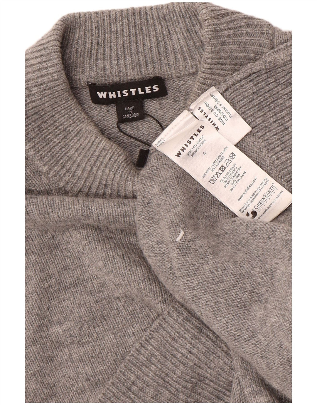 Whistles Pull surdimensionné à col roulé pour femme UK 10 Petite laine grise