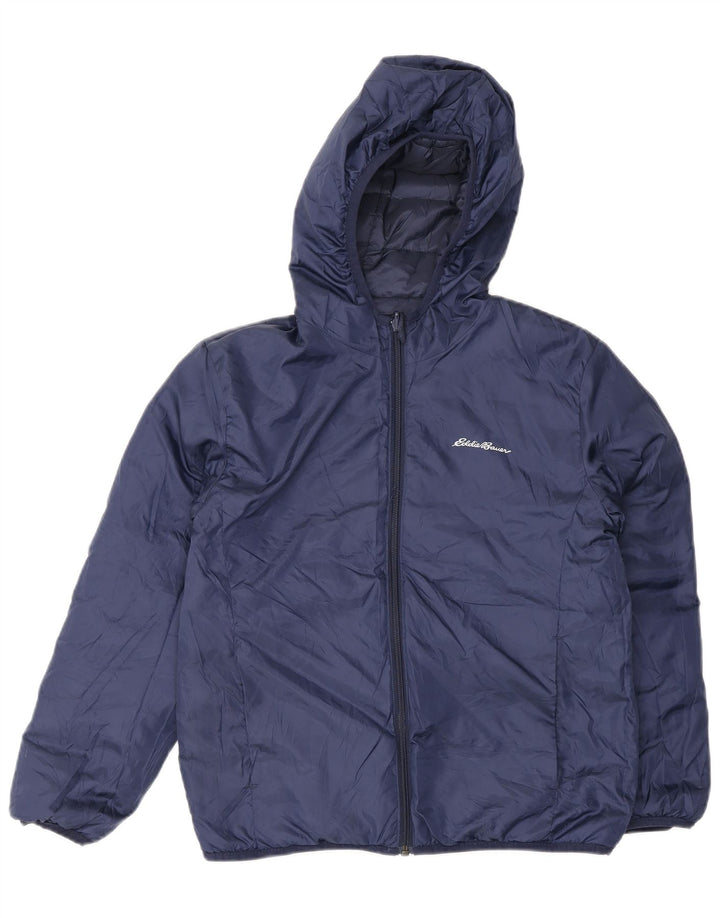 Eddie Bauer Veste matelassée à capuche pour garçon 10-11 ans Bleu marine moyen