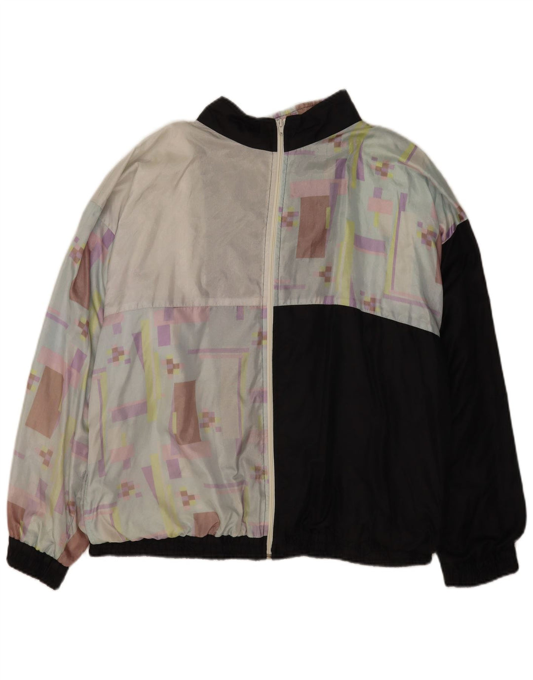 vintage Mens Survêtement Top Veste Grand Noir Géométrique