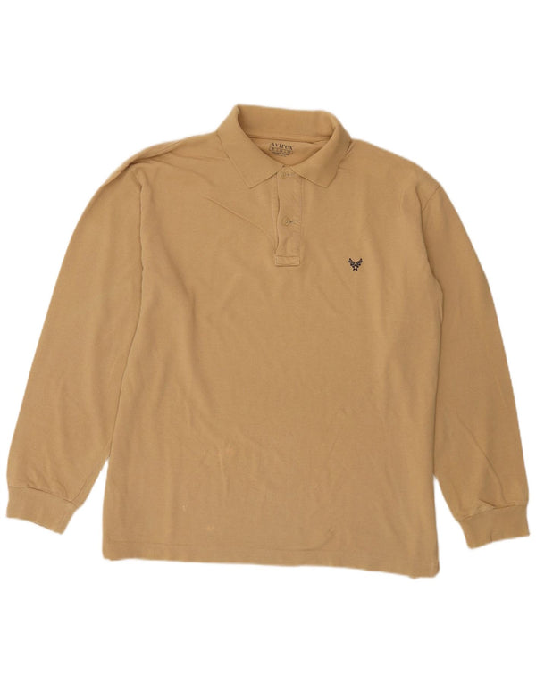 Avirex Polo à manches longues pour homme en coton beige