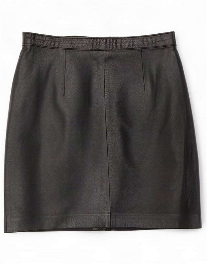 Jupe en cuir vintage pour femme Medium W28 Noir