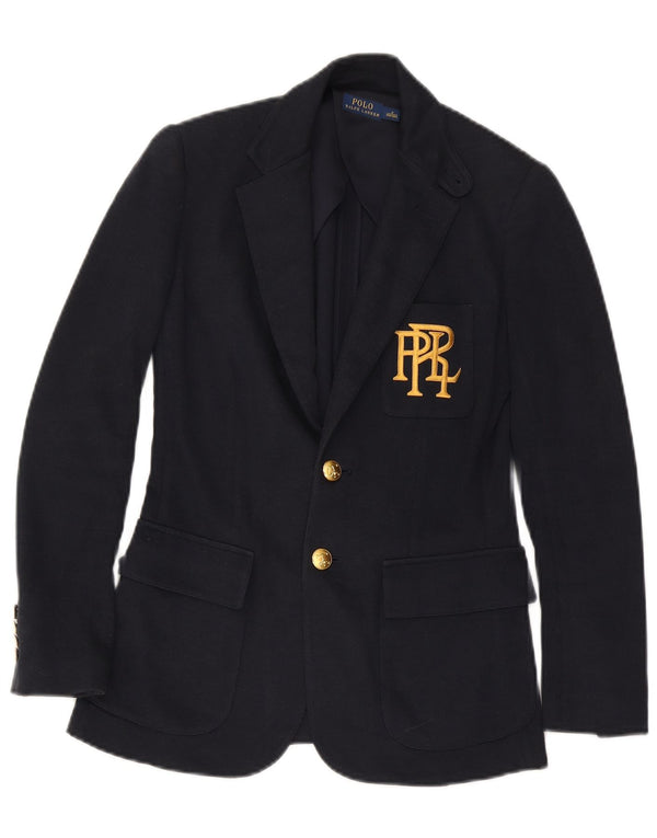 Polo Ralph Lauren Veste blazer à 2 boutons pour femme US 0 XS Bleu marine en coton