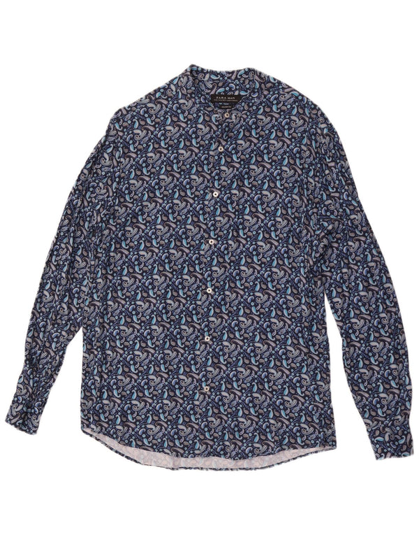 Zara Chemise Coupe Relax XL Bleu Paisley Viscose Homme