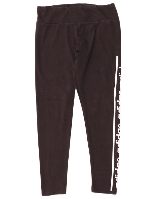 Adidas Womens Climalite Graphic Leggings UK 16/18 Large  Black Cotton