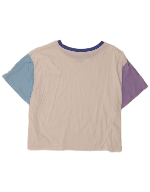 Champion T-shirt court graphique pour femme UK 20 2XL Blanc Colorblock Coton