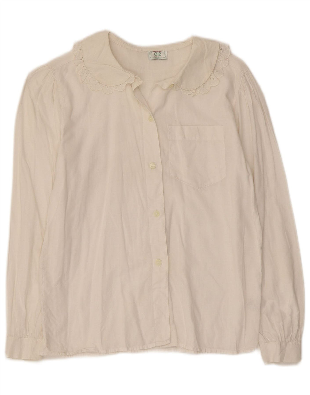 Benetton Chemise Chemisier UK 8 Small Off White Coton Femme