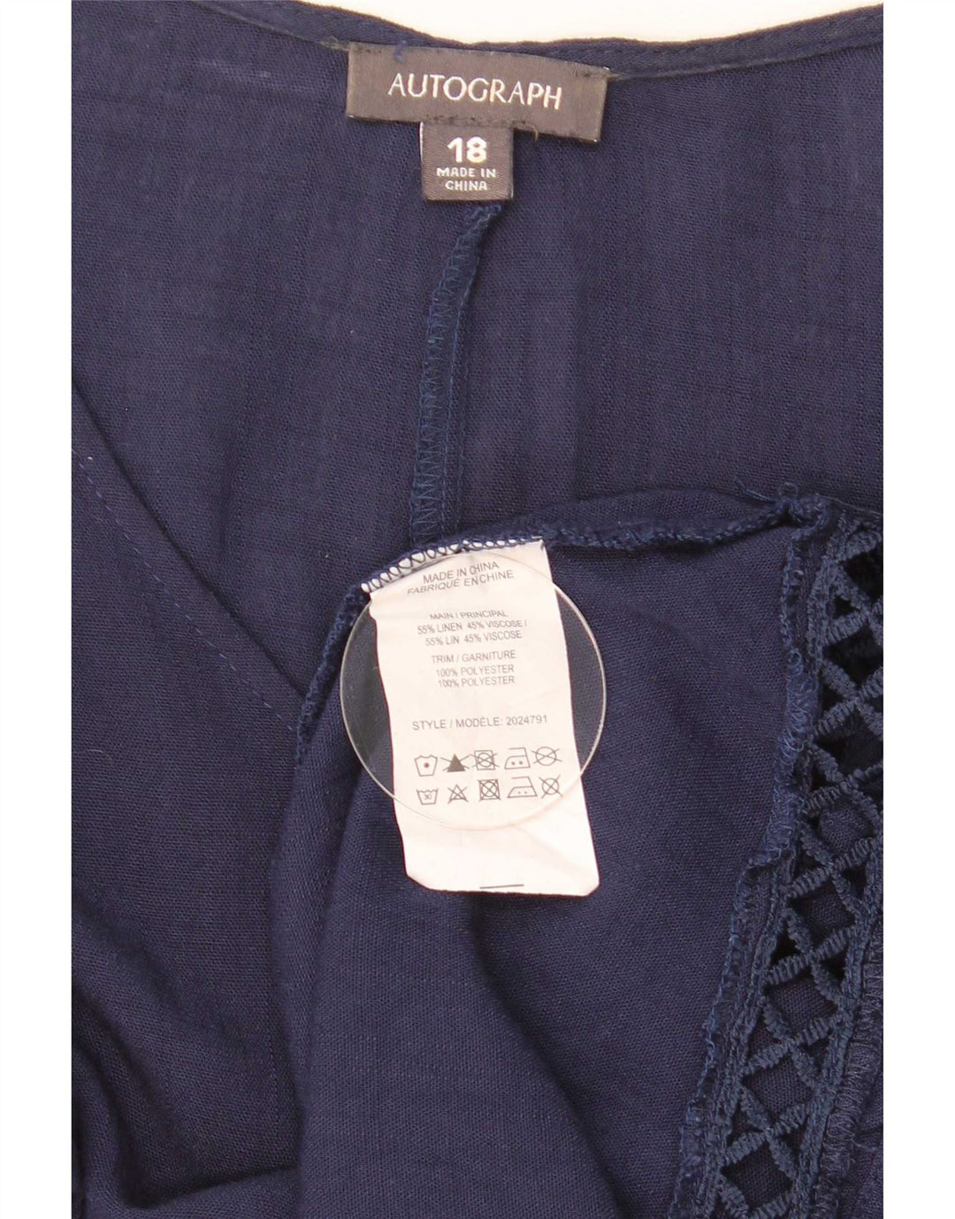 Marks & Spencer Haut chemisier surdimensionné autographe pour femme UK 18 XL Bleu marine