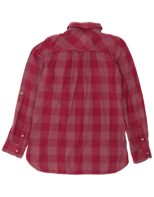 Fat Face Chemise en flanelle pour femme UK 8 Petit coton vichy bordeaux