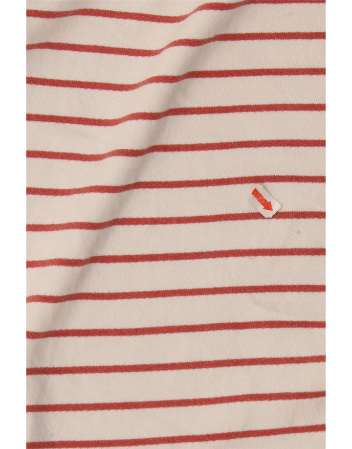 FAT FACE Haut Femme Manches Longues UK 8 Petit Coton Rayé Blanc Cassé