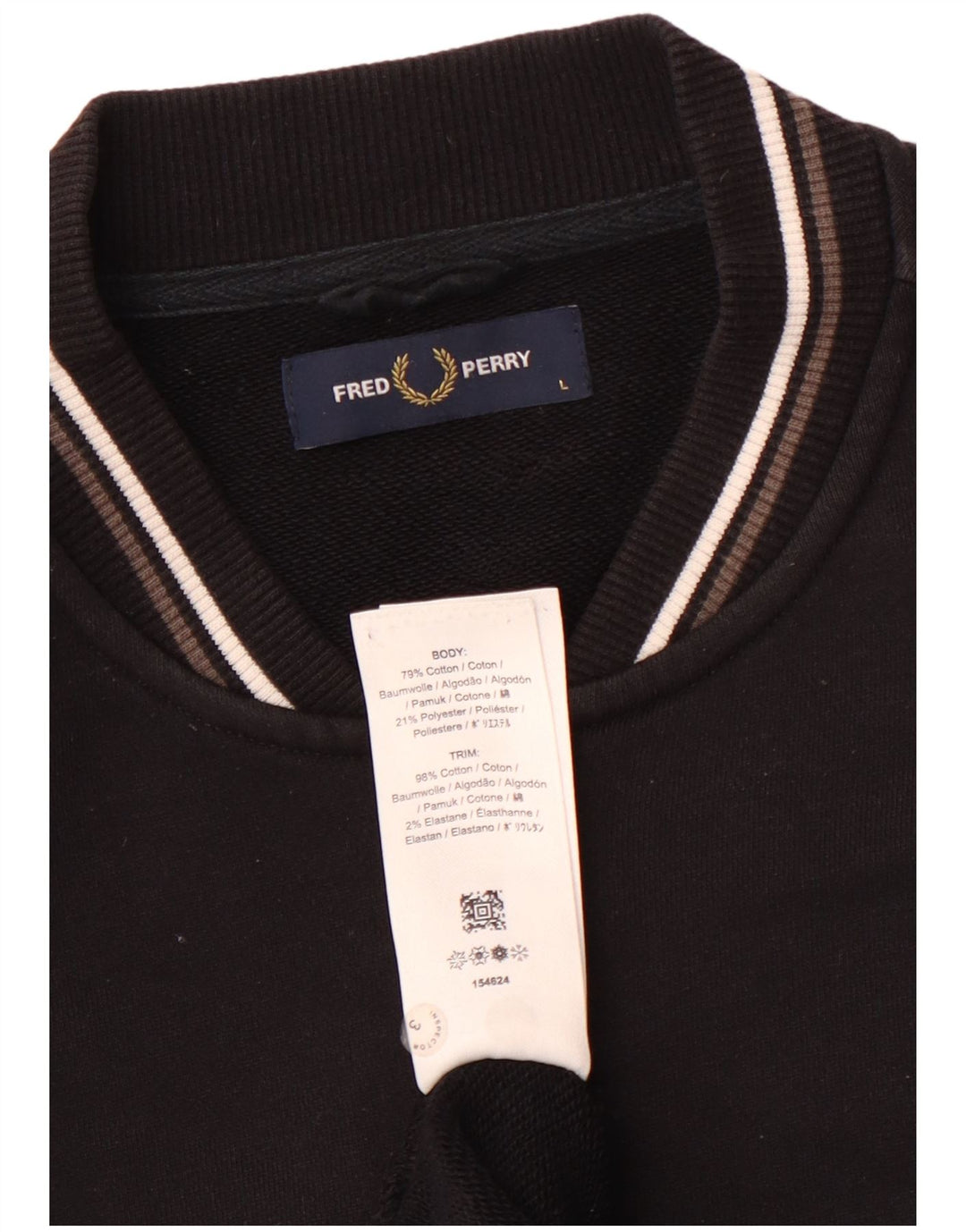 FRED PERRY Veste de Survêtement Homme Large Noir Coton